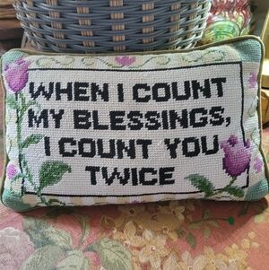 Floral Needlepoint Accent Pillow